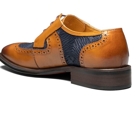 NWT Stacy Adams Hollis Wingtip Derby navy zebra and cognac - size 12 - sold out! - Picture 8 of 8